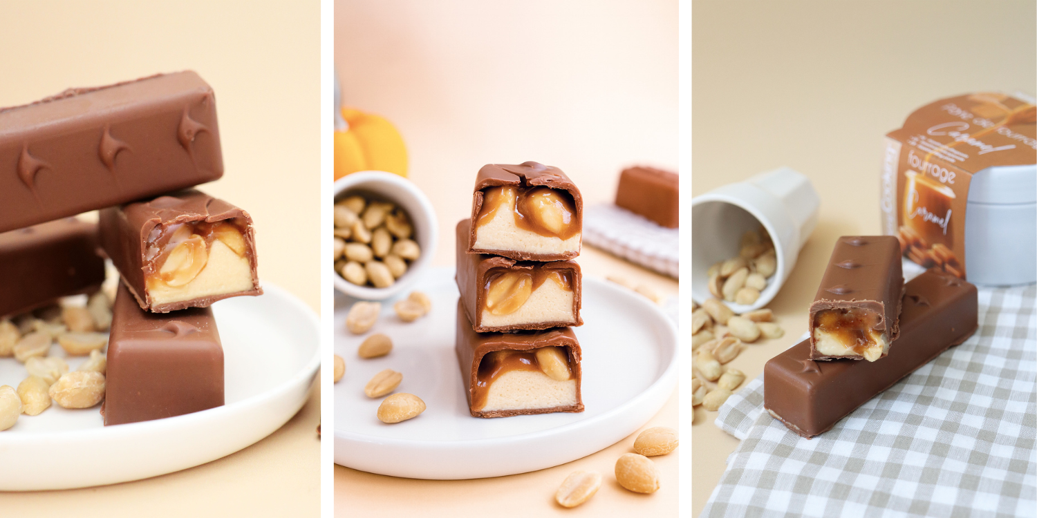 Barre chocolat caramel et cacahuète